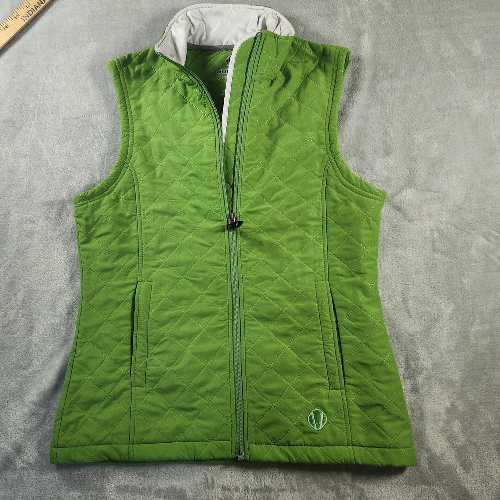 Sunice Sixlayers green quilted vest fleece lining size Medium